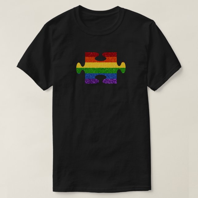 LGBT Puzzle Pride Flag Glitter T-Shirt (Design Front)
