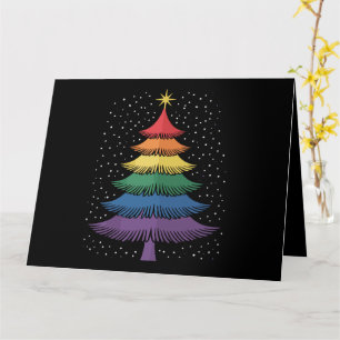 LGBT-Q Pride Christmas Tree Pajama Rainbow Flag Card