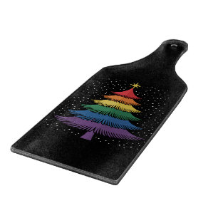 LGBT-Q Pride Christmas Tree Pajama Rainbow Flag Cutting Board