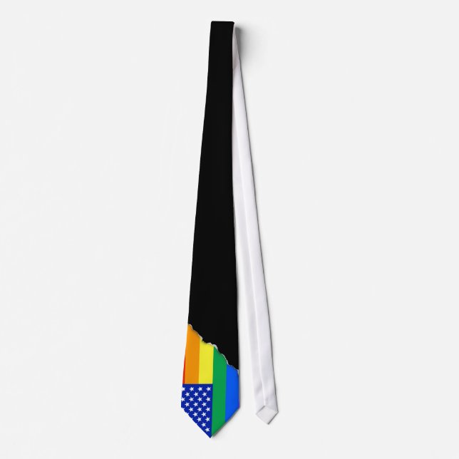 LGBT Rainbow American Flag Tie (Front)