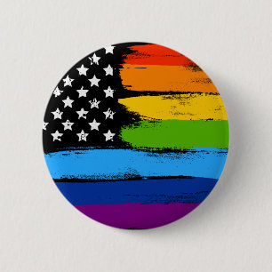 LGBT Rainbow American Pride Flag 2 Inch Round Button
