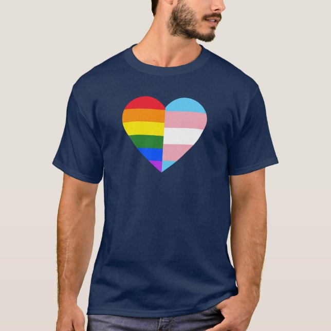 LGBT Rainbow Andransgender Pride Flag Heart friend T-Shirt (Front)