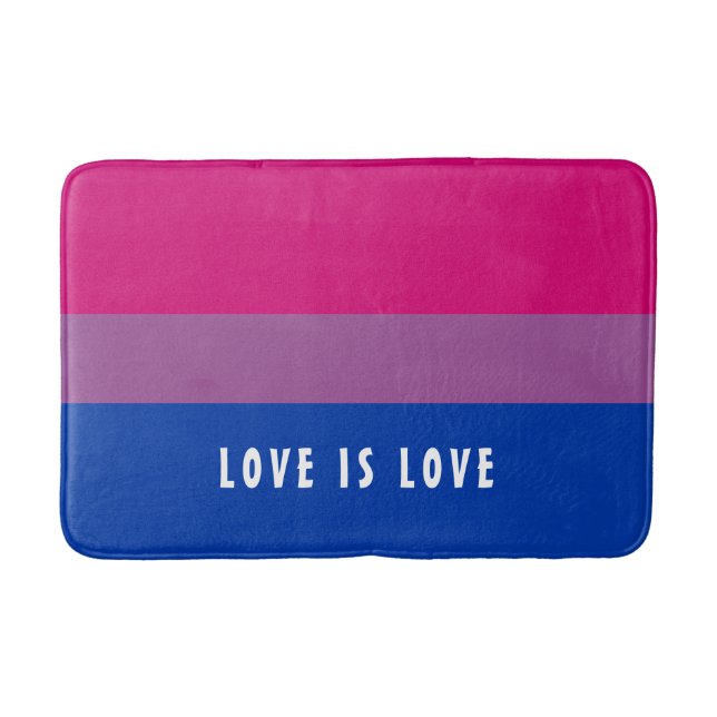 LGBT Rainbow Bisexual Pride Flag Custom Text Bath Mat (Front)