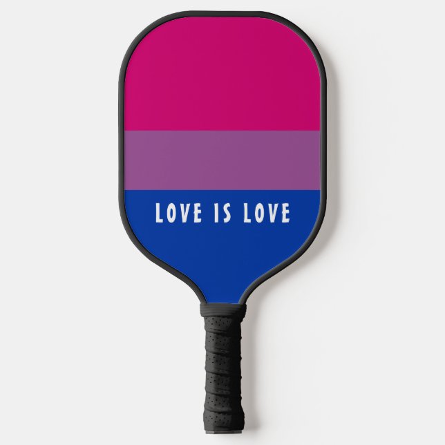 LGBT Rainbow Bisexual Pride Flag Custom Text Pickleball Paddle (Front)