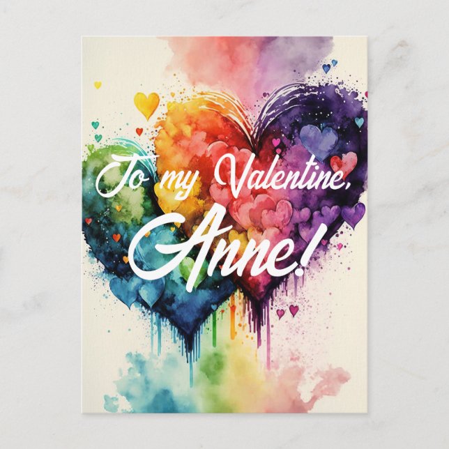 LGBT rainbow colored hearts Valentine's day card (Front)