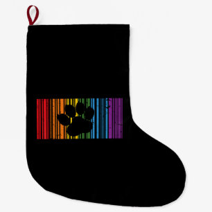 LGBT Rainbow Colors Barcode Icon  Pride Gay Bear P Large Christmas Stocking