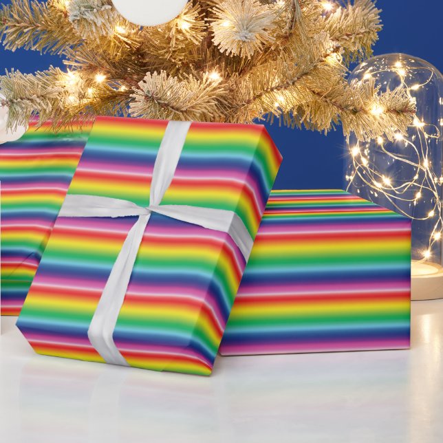 Lgbt rainbow colours striped gay pride flag patter wrapping paper (Holidays)