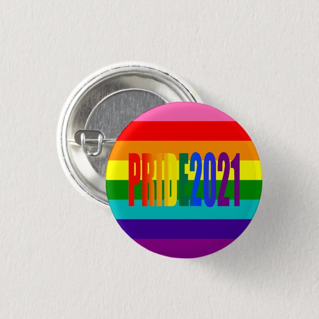 LGBT Rainbow Flag Gay Pride 2021 LGBTQ 1 Inch Round Button (Front & Back)