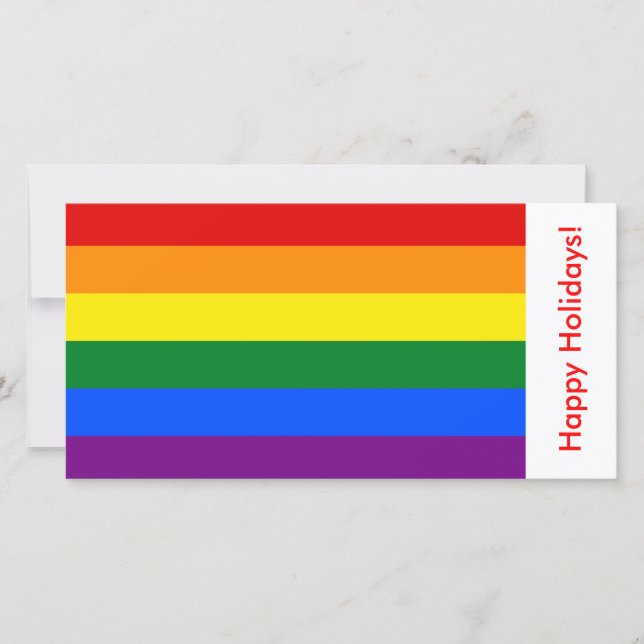 LGBT Rainbow Flag, Happy Holidays Holiday Card (Front)