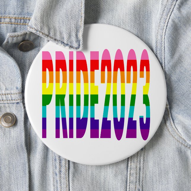 LGBT Rainbow Flag Original 8 Stripes Pride 2023 6 Inch Round Button (In Situ)