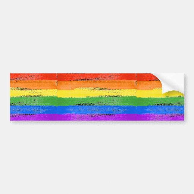 LGBT RAINBOW FLAG PAINT BUMPER STICKER (Front)