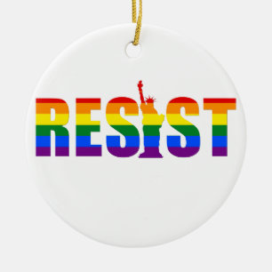 LGBT Rainbow Flag Resist Gay Pride Equal Rights Ceramic Ornament