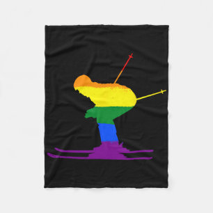 Lgbt Rainbow Flag Skiing Skier Ski Gay Pride Love  Fleece Blanket