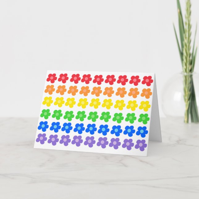 LGBT Rainbow Flowers Gay Will you be my Valentine? Holiday Card (Front)