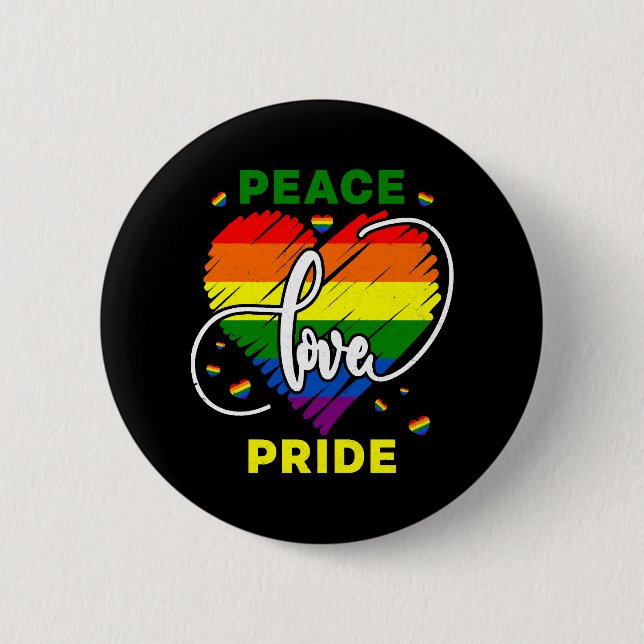 Lgbt Rainbow Gay Peace Love Pride 2 Inch Round Button (Front)