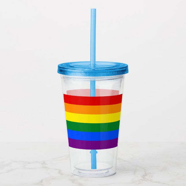 LGBT Rainbow Gay Pride Flag Acrylic Tumbler (Front)