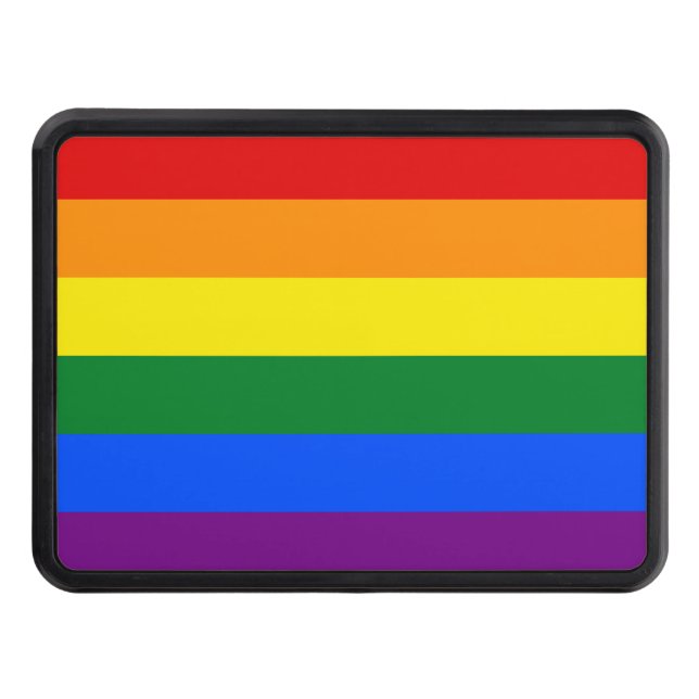 LGBT Rainbow Gay Pride Flag Trailer Hitch Cover (Front)