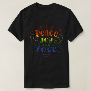 LGBT Rainbow Glitter Peace Joy Love T-Shirt