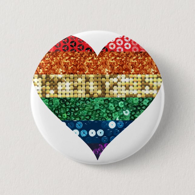 lgbt rainbow heart 2 inch round button (Front)