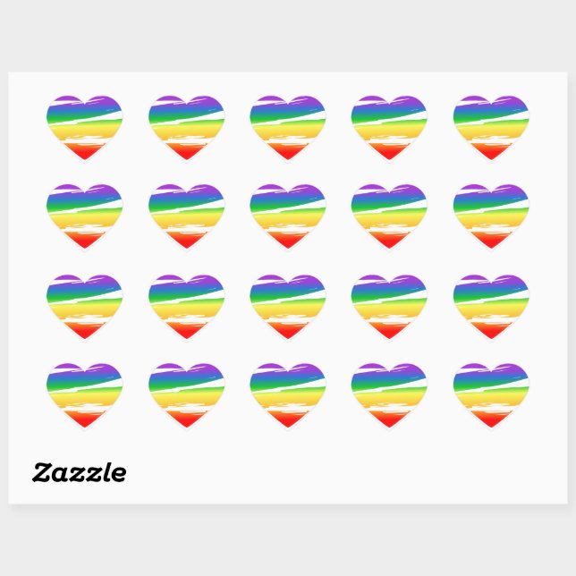Lgbt Rainbow Heart Brush Effect Sticker (Sheet)