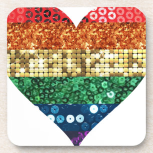 lgbt rainbow heart coaster