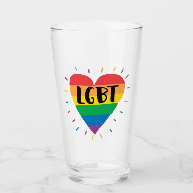 LGBT Rainbow Heart Glass (Front)