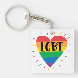 LGBT Rainbow Heart Keychain