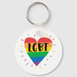 LGBT Rainbow Heart Keychain
