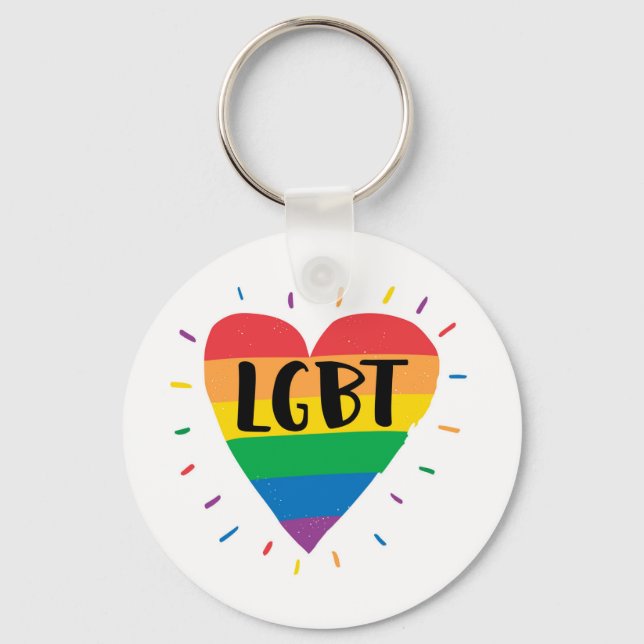 LGBT Rainbow Heart Keychain (Front)