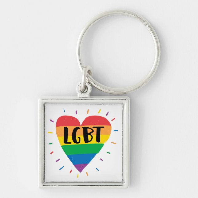 LGBT Rainbow Heart Keychain (Front)