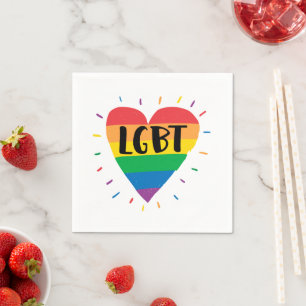 LGBT Rainbow Heart Napkin