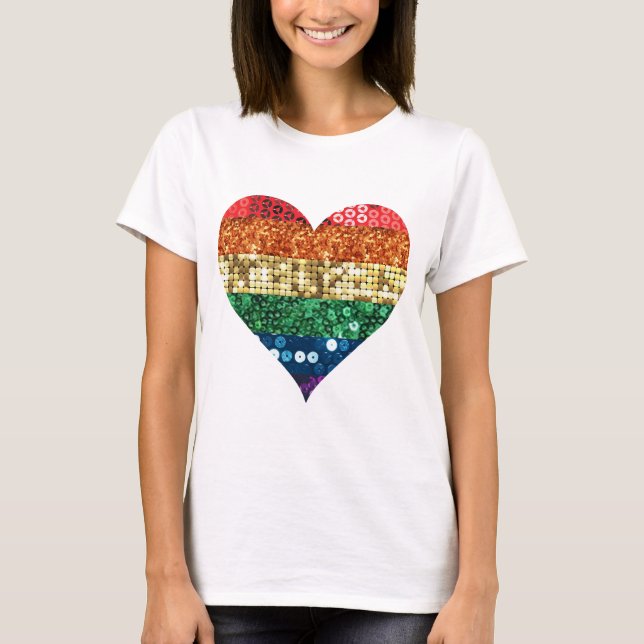 lgbt rainbow heart T-Shirt (Front)