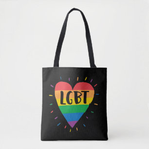 LGBT Rainbow Heart Tote Bag