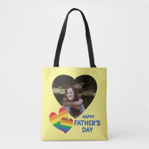 LGBT Rainbow Hearts Father's Day Tote Bag