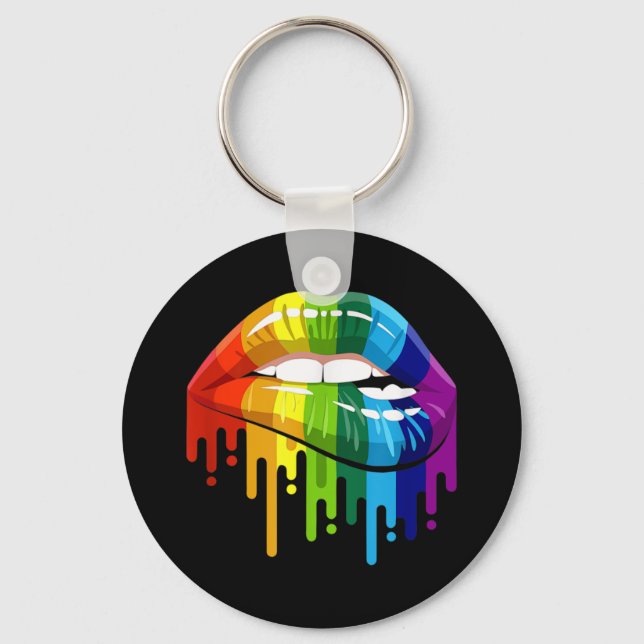 LGBT Rainbow Lip Gay Pride Keychain (Front)