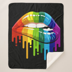 LGBT Rainbow Lip Gay Pride Sherpa Blanket