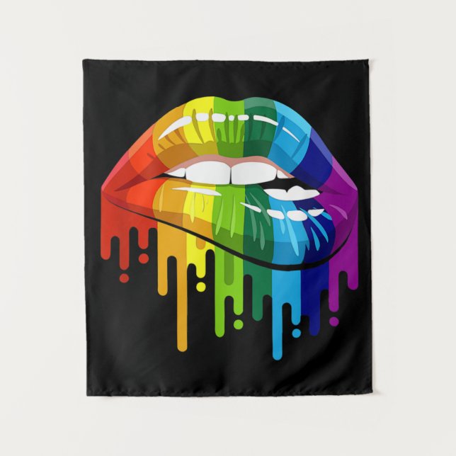 LGBT Rainbow Lip Gay Pride Tapestry (Front)