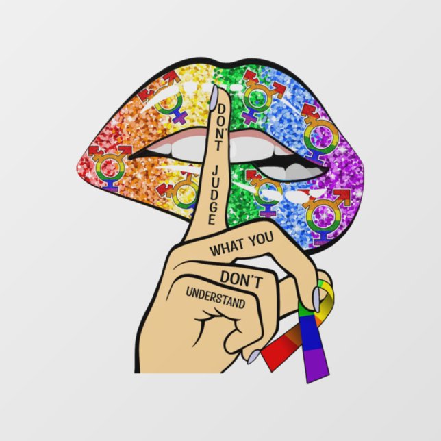 LGBT Rainbow Lips Window Cling (Sheet)