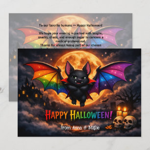 🕷️🌈LGBT Rainbow Moon Bat  card