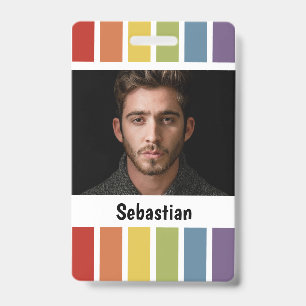 LGBT Rainbow Muted Colour Personalized Badge