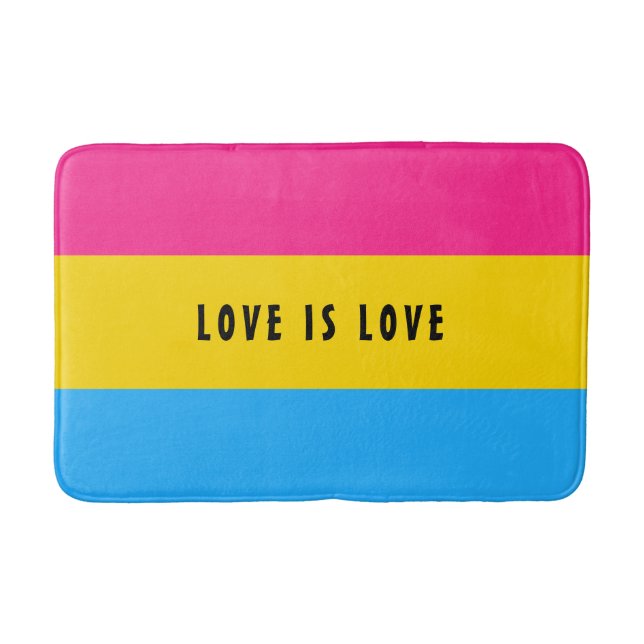 LGBT Rainbow Pansexual Pride Flag Custom Text Bath Mat (Front)