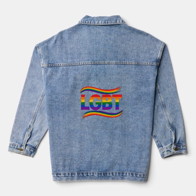 LGBT Rainbow Pride Denim Jacket (Back)