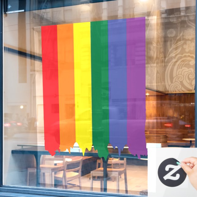 LGBT Rainbow Pride Dripping Paint Window Cling (Cafe Window)