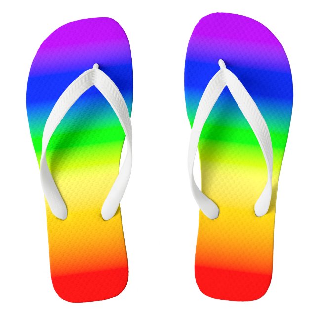 LGBT Rainbow Pride Flag Ombre Gradient Stripes Flip Flops (Footbed)
