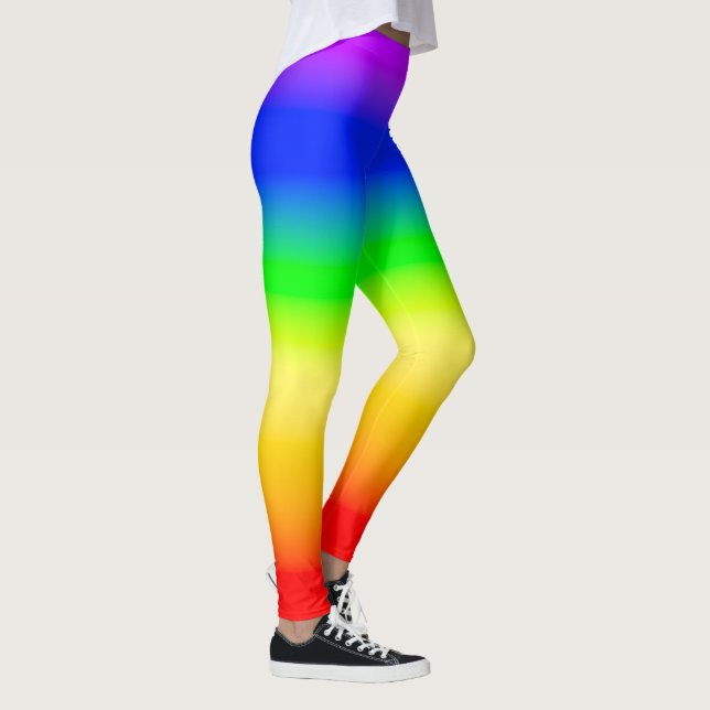 LGBT Rainbow Pride Flag Ombre Gradient Stripes Leggings (Right)