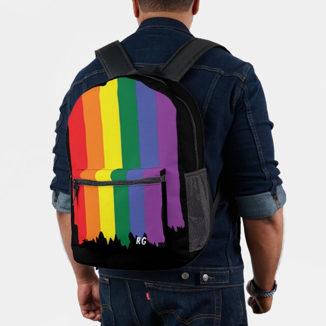 LGBT Rainbow Pride Flag With Text Printed Backpack (Insitu (Model))