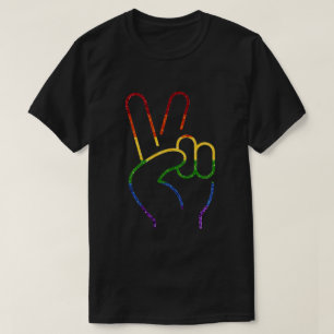 LGBT Rainbow Pride Glitter Peace T-Shirt