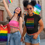 LGBT Rainbow Pride Graduate T-Shirt<br><div class="desc">Lgbt graduation 2025 t-shirt featuring the word "graduate" repeated in the rainbow pride colours, the class year, and the name of the school or college.</div>