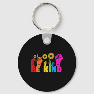 LGBT Rainbow Pride Month ASL Be Kind Hand Sign L Keychain