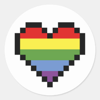 LGBT rainbow pride pixel art Classic Round Sticker